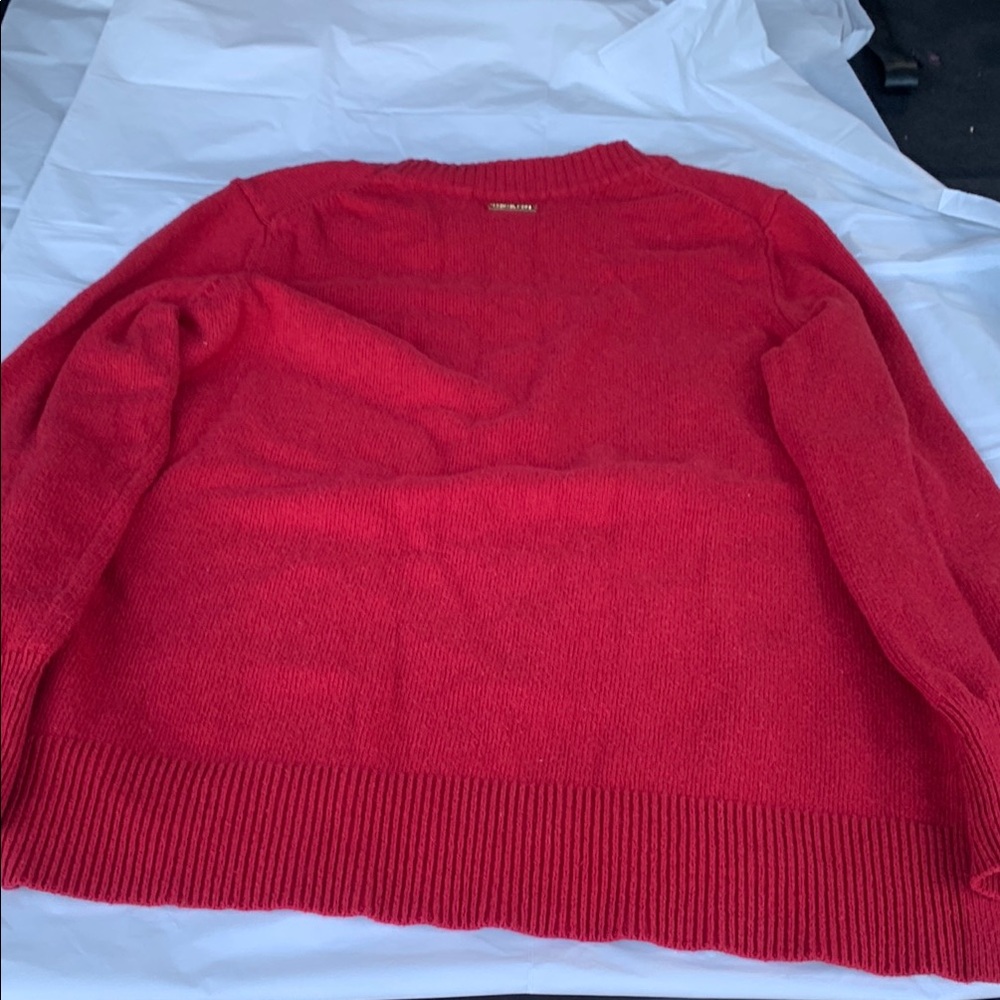 - Michael Kors Red Crew Neck Sweater with Criss-Cross Sleeves - Picture 3 of 7